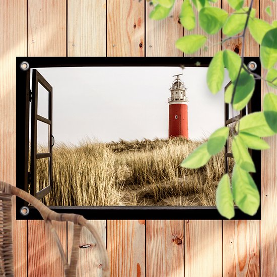 Tuinposter Doorkijk Vuurtoren Texel