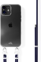 xoxo Wildhearts siliconen hoesje - Geschikt voor iPhone 11 - Navy Overload - Telefoonhoesje - Hoesje met koord - Telefoonkoord - Donkerblauw - Transparant hoesje