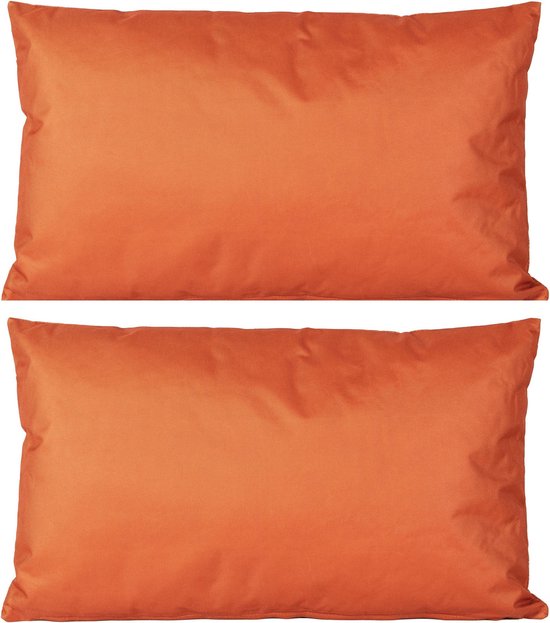 4x Bank/sier kussens voor binnen en buiten in de kleur oranje 30 x 50 cm - Tuin/huis kussens