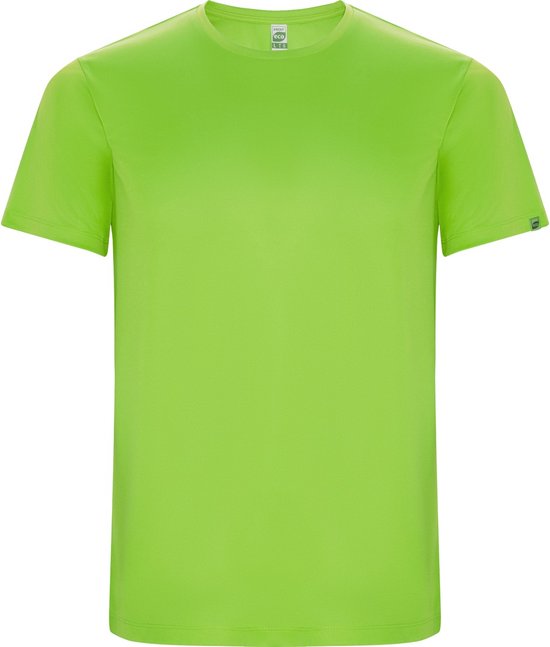 Fluorescent Groen unisex ECO sportshirt korte mouwen 'Imola' merk Roly maat 104 / 4