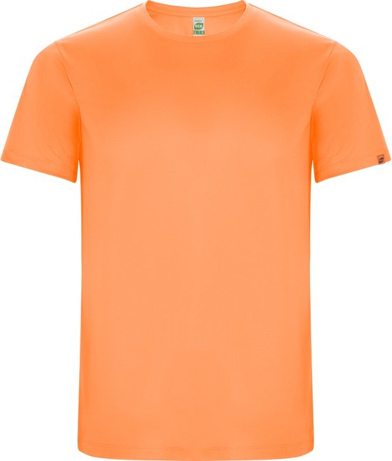 Fluorescent Oranje unisex ECO sportshirt korte mouwen 'Imola' merk Roly maat 164 / 16