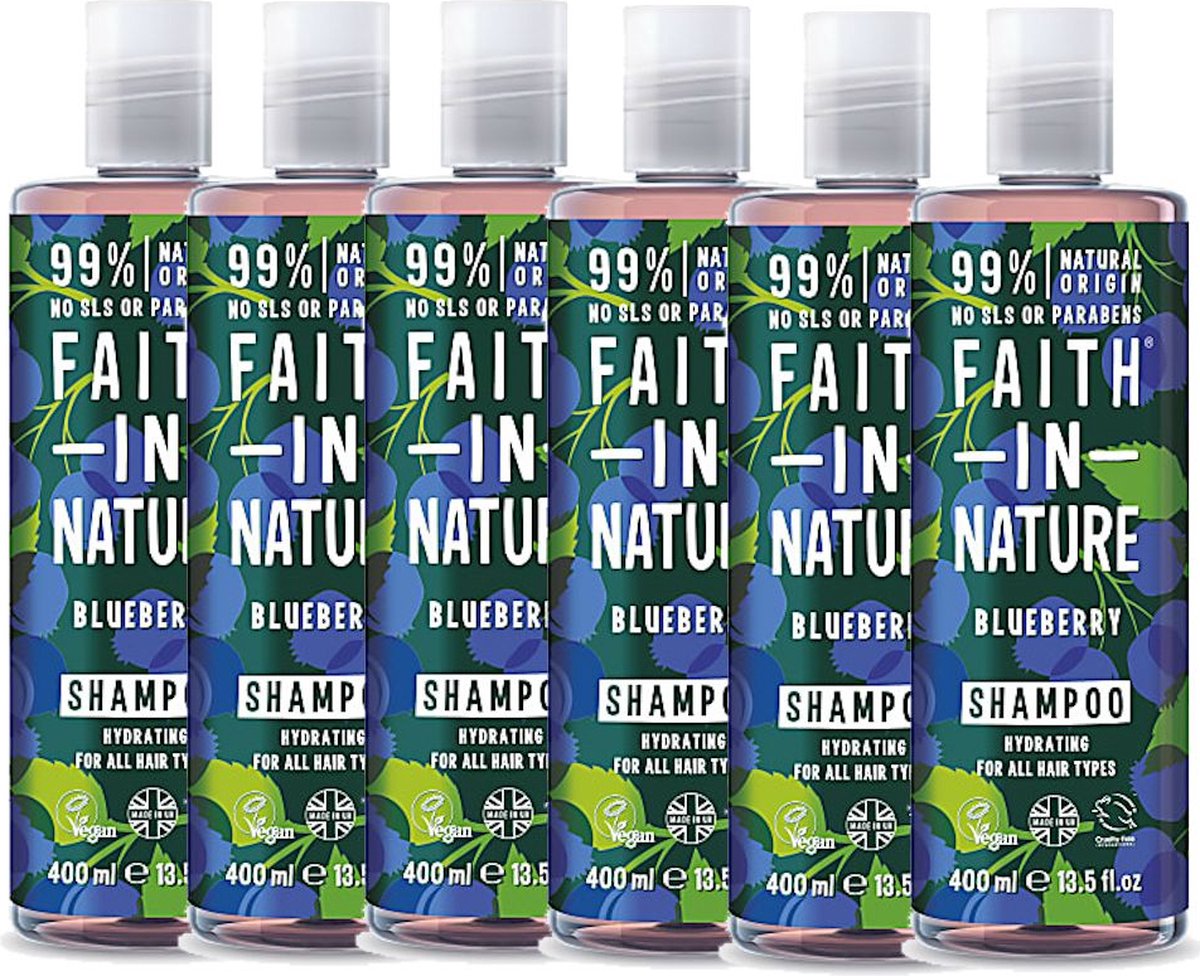 Faith in Nature - Shampoo Blueberry - 6 Pak - Voordeelverpakking