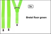 3x Bretel groen fluor- Themafeest party fluor neon festival party carnaval feest