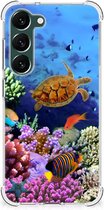 Silicone Back Cover Geschikt voor Samsung Galaxy S23 Plus Smartphone hoesje met doorzichtige rand Vissen