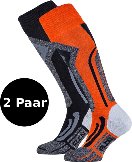 Falcon Coolly B Wintersportsokken - Unisex - Zwart/Oranje - 39-42