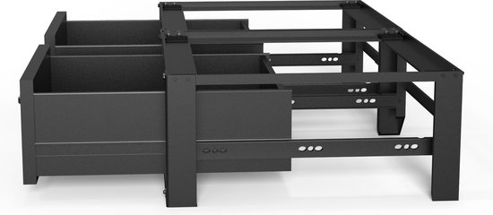 Vonia Wasmachine verhoger - Dubbel - Wasmachine en Droger Verhoger - Wasmachine Verhoger met Lade - Wasmachine kast - Wasmachine ombouw - Zwart