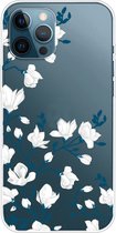 Shop4 - Xiaomi 12 Hoesje - Zachte Back Case TPU Siliconen Magnolia Transparant
