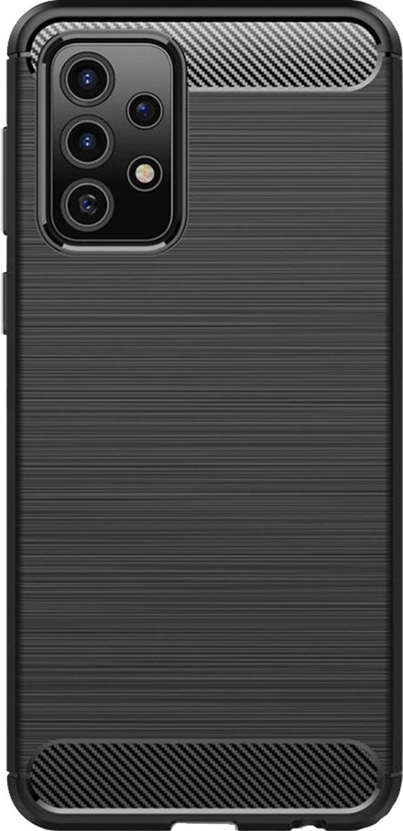 Shop4 - Xiaomi 12 Hoesje - Zachte Back Case TPU Siliconen Brushed Carbon Zwart