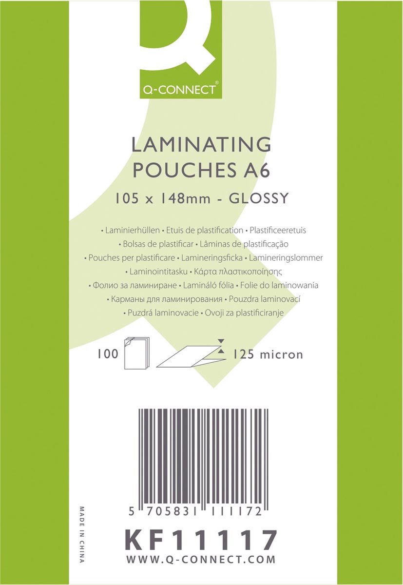Q-CONNECT lamineeretui, A6, 125 micron, doos van 100 stuks 50 stuks