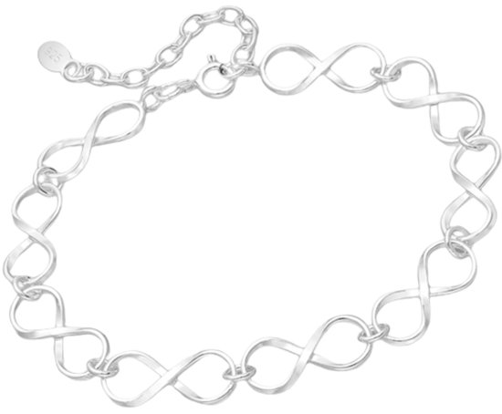 Joy|S - Zilveren armband - Infinity schakels - verstelbaar van 17.5 cm t/m 20 cm - 7 mm