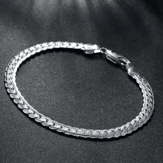 Zilveren Armband met Versierde Cuban Schakels - 5mm - Dames Heren Mannen Schakelarmband - Armbanden - Cadeau voor Man - Mannen Cadeautjes