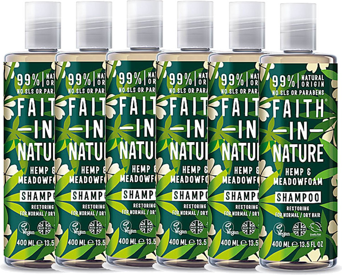 Faith in Nature - Shampoo Hemp & Meadofoam - 6 Pak - Voordeelverpakking