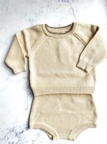 Omer en Odille - gebreid setje met trui en broek - beige - 12-18 maanden