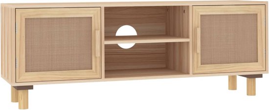 vidaXL - Tv-meubel - 105x30x40 - cm - massief - grenenhout - en - rattan - bruin