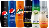 SodaStream Heerlijke Siropen Smakenmix - 6 x 440 ml - Pepsi , Mirinda , Energy , Lemon Lime , Orange Mango