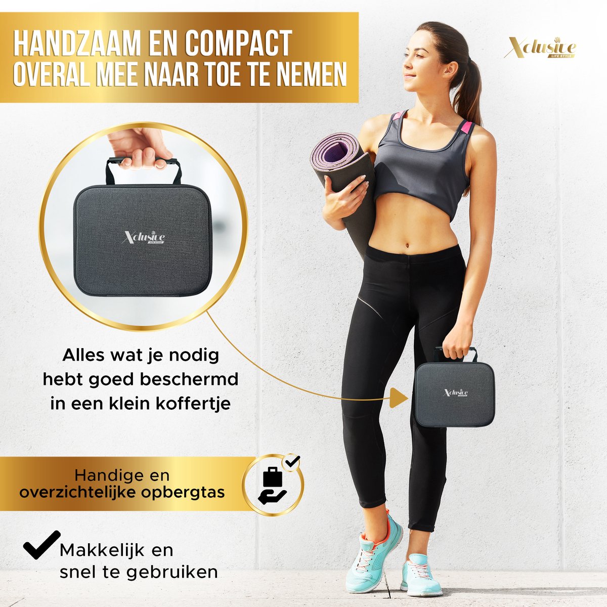 Xclusive-lifestyle® Massage Gun – Krachtig en Uiterst Stil Massage Pistool voor Spierherstel, Pijnverlichting en Ontspanning - 6 Intensiteitsstanden - 4 Massagekoppen – Draagbaar en Compact - Oplaadbaar — cadeau in Sport & Outdoor - foto 5