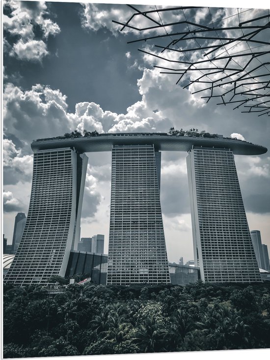 WallClassics - Plaque de Mousse PVC - Hotel Marina Bay Sands - Singapour - 75x100 cm Photo sur Plaque de Mousse PVC