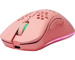 Deltaco PM80 Draadloze Gaming Muis – Lichtgewicht – RGB – 6400 DPI – Roze