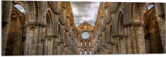 WallClassics - Acrylglas - Klooster in Italië - De abdij van Saint Galgano - 120x40 cm Foto op Acrylglas (Wanddecoratie op Acrylaat)