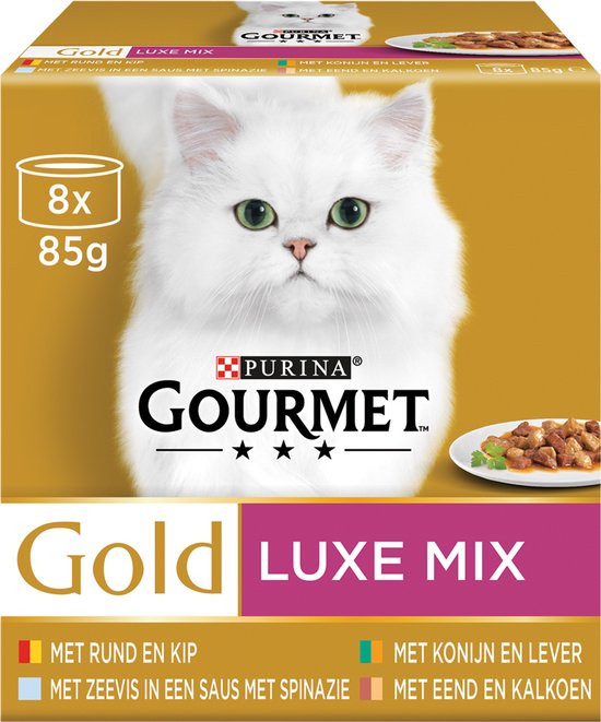 Gourmet Gold Luxe Mix – Kattenvoer Natvoer – Vis/Vlees – 48 X 85 G