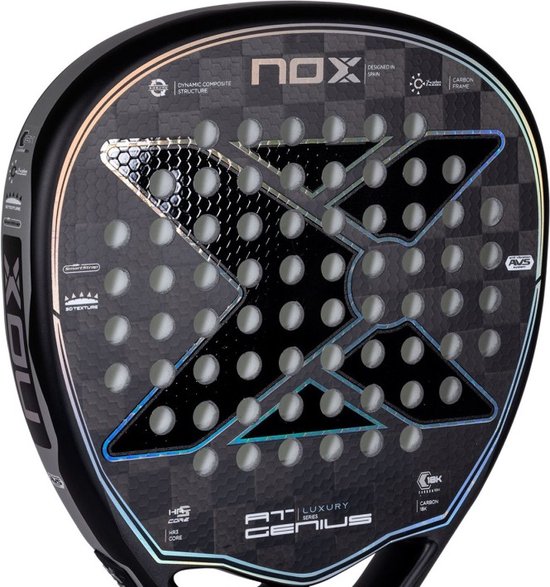 NOX AT10 Luxury Genius Attack 18K (Diamant) 2023 padel racket zwart/grijs bol
