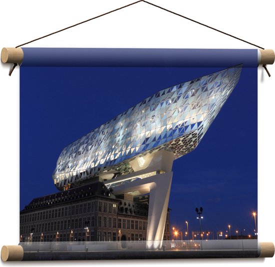 WallClassics - Textielposter - Havenhuis - Antwerpen - 40x30 cm Foto op Textiel