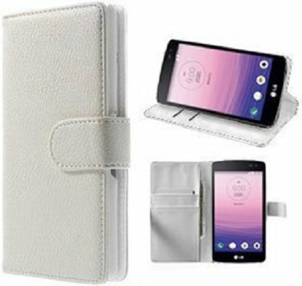 LG Optimus F60 Hoesje Met Pasjeshouder Bookcase Wit