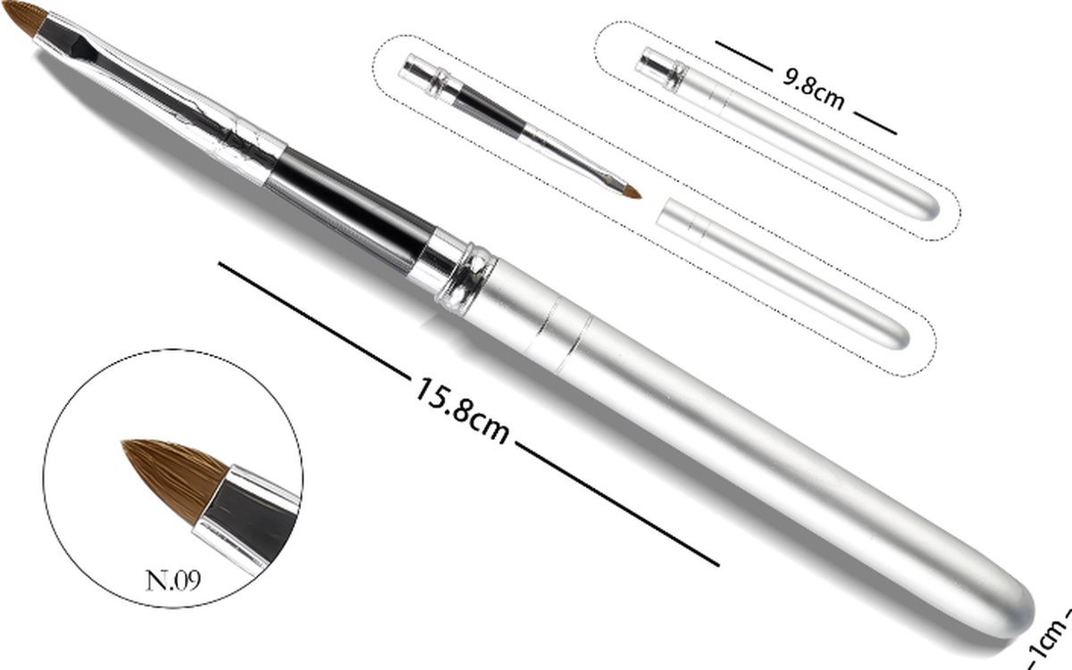 Goedkoopste Embeauty Acryl Penselen 9 - Nagel kwasten - Nail Art Brush - Penseel voor Nagel Gel