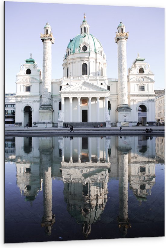 WallClassics - Dibond - Karlskirche kerk - Oostenrijk - 80x120 cm Foto op Aluminium (Met Ophangsysteem)