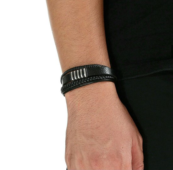 Twin - Bruine dames en heren armband van leer met gouden schakel