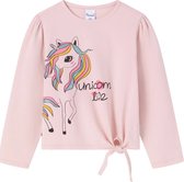 Meisjes shirt - lange mouwen- Unicorn - roze - maat 98