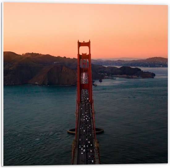WallClassics - PVC Schuimplaat- Golden Gate Bridge in Californië - 50x50 cm Foto op PVC Schuimplaat