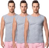 3 Pack Top kwaliteit A-Shirt - 100% Katoen - O hals - Grijs - Maat XL