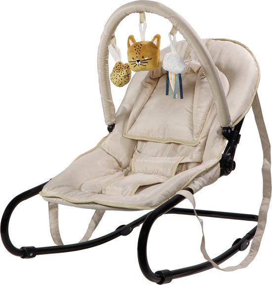 Lionelo - Vibrerend Wipstoeltje Voor Baby's Met Een Melodie PASCAL 2xAA Grijs Turquoise