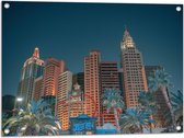 WallClassics - Tuinposter – Hotel en Casino Gebouw - New York - 80x60 cm Foto op Tuinposter (wanddecoratie voor buiten en binnen)