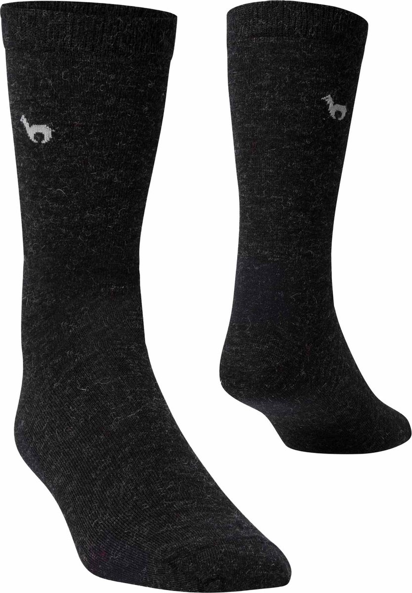 Apu Kuntur sokken - baby alpaca business sokken - kleur: antraciet - maat 42-44