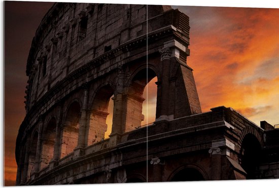 WallClassics - Acrylglas - het Colloseum monument bij zonsondergang - Rome - 120x80 cm Foto op Acrylglas (Met Ophangsysteem)