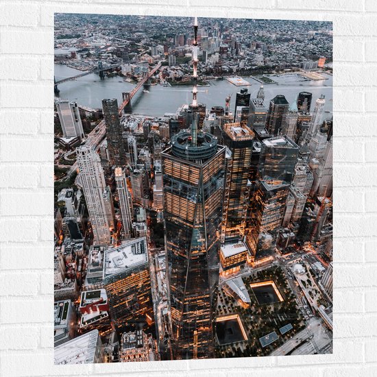 WallClassics - Muursticker - De Stad vanuit de Lucht - New York - 75x100 cm Foto op Muursticker