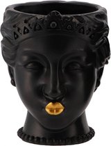 Bloempot Zwart met Goud - Luxe Bloempot voor binnen - 17x19 cm - Decoratie - Bloempotten voor binnen