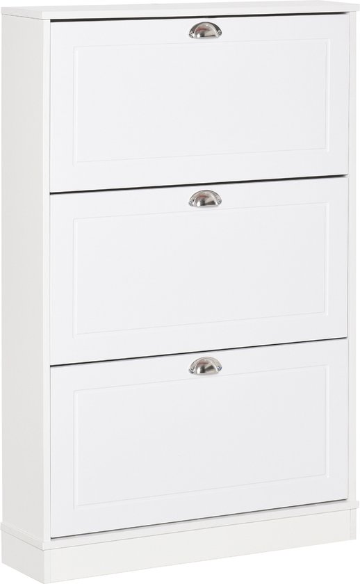 CARO-Möbel Lennis shoe cabinet with 4 practical shelves, shoe rack, shoe chest of drawers with 2 doors, in concrete look/white