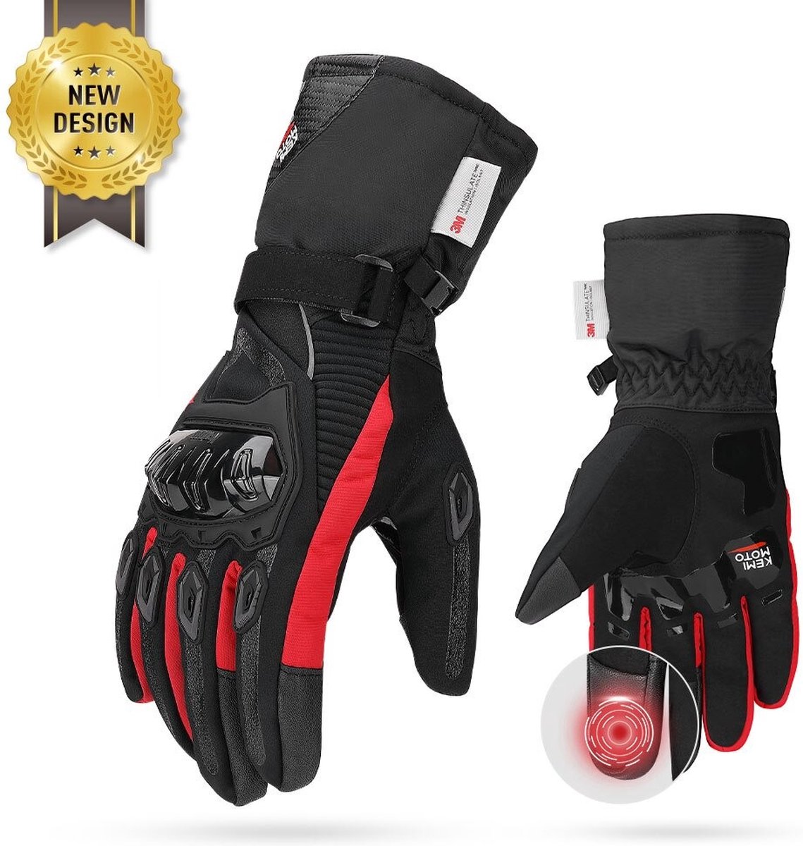 KEMiMOTO® Motorfiets Handschoenen -Waterdichte Handschoenen - Beschermende Handschoenen Voor Mannen - Comfortabel - Kwaliteit - Stevig