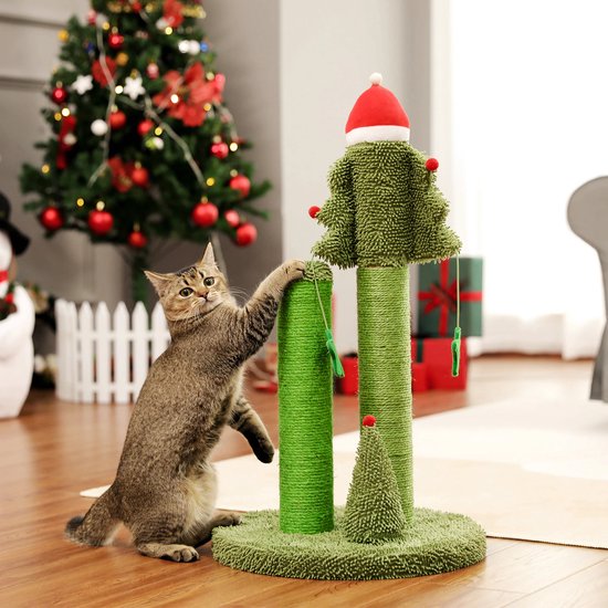 Minouz Grote Krabpaal Cactus | Voor Grote En Kleine Katten | Krabpaal Met Bal  – Kattenspeeltjesnibu – Kerst Hoed