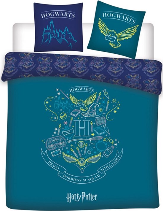 Harry Potter Dekbedovertrek Groen/ Turquoise – Polyester - 240 x 220 cm