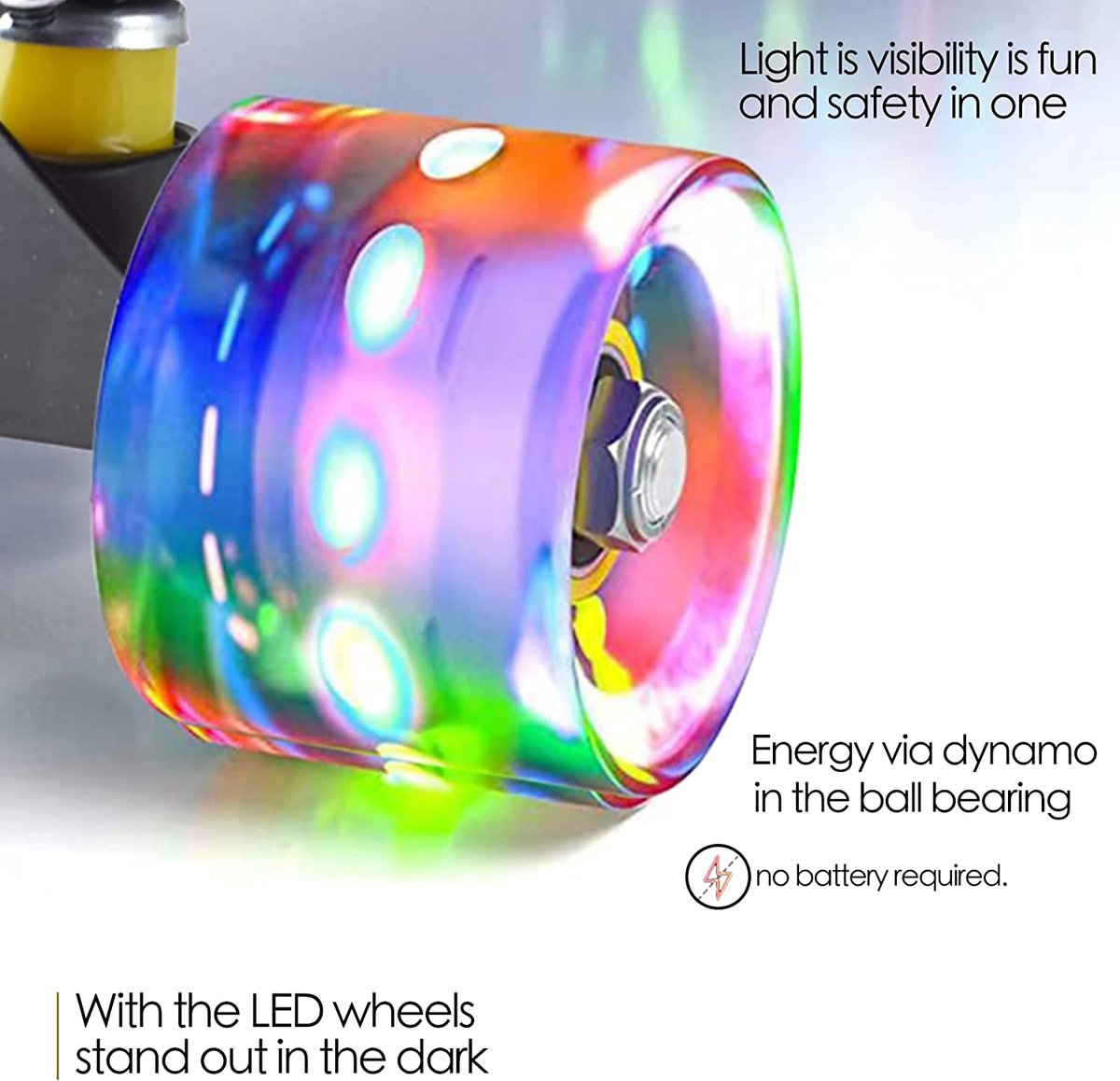 Suotu Skateboard - Skateboard Jongens – Wielen met LED-verlichting - ABEC-9 - Tot 50 kg - Skateboard Meisjes – Skateboard Volwassenen - Zwart — afbeelding 2