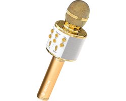 Jotechs Karaoke Microfoon Geel Goud - Draadloos - Superieur Geluidskwaliteit met Magische Stemmen Voor Een Gezellig Feest - Geel Goud - Nieuw Model 2023
