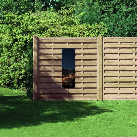 WallClassics - Poster de jardin - Lumières entre Montagnes - 40x120 cm Photo sur poster de jardin (décoration murale pour extérieur et intérieur)