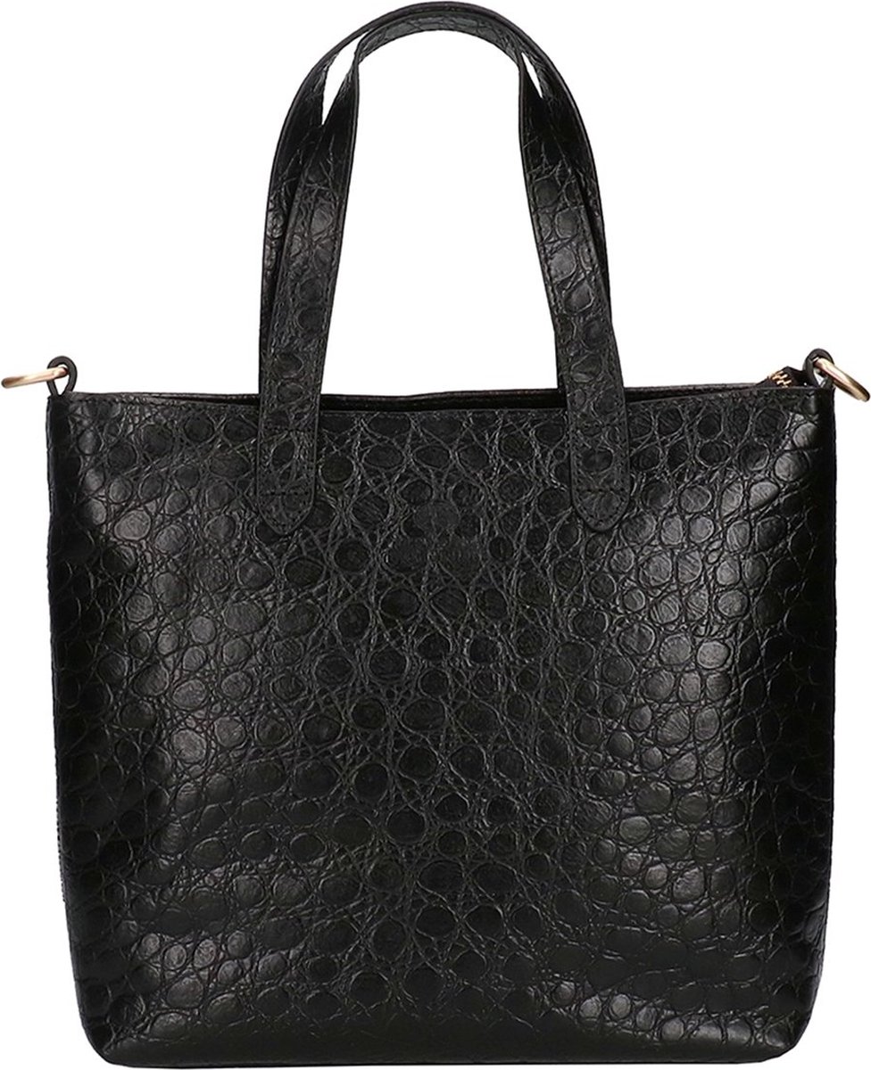 Fred de la Bretoniere Dames Shoppers 0361 Shopping Bag Croco M - Zwart