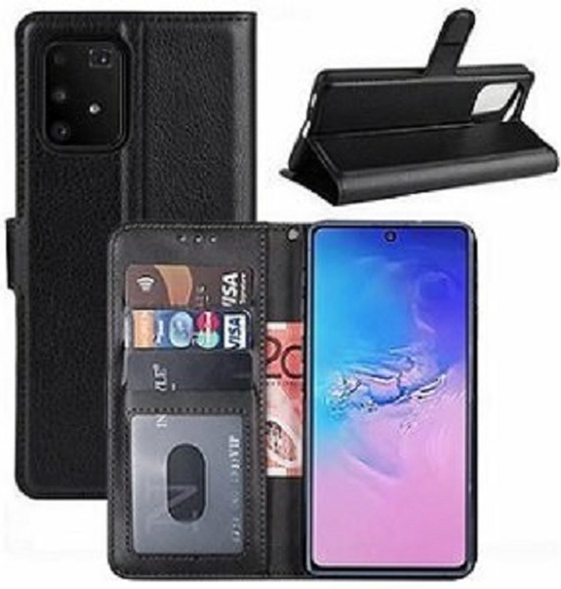 Samsung S10 Lite Hoesje Met Pasjeshouder Bookcase Zwart