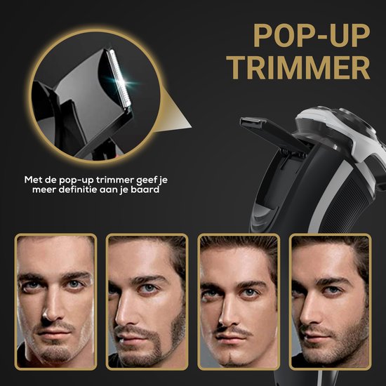 Elektrisch Scheerapparaat Mannen - Wet&Dry - Inclusief Pop-up Trimmer - Waterdicht - 120 min - Zeer Makkelijk Schoon te Maken - Deluxe - Menwithstyle