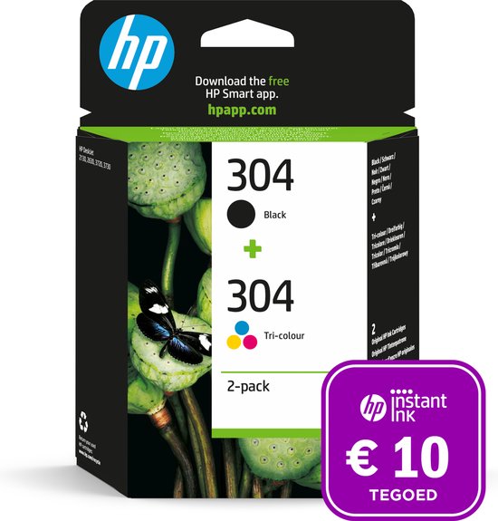 HP 304 - Cartouche d'encre 304XL noire et 304 couleur + crédit Instant Ink
